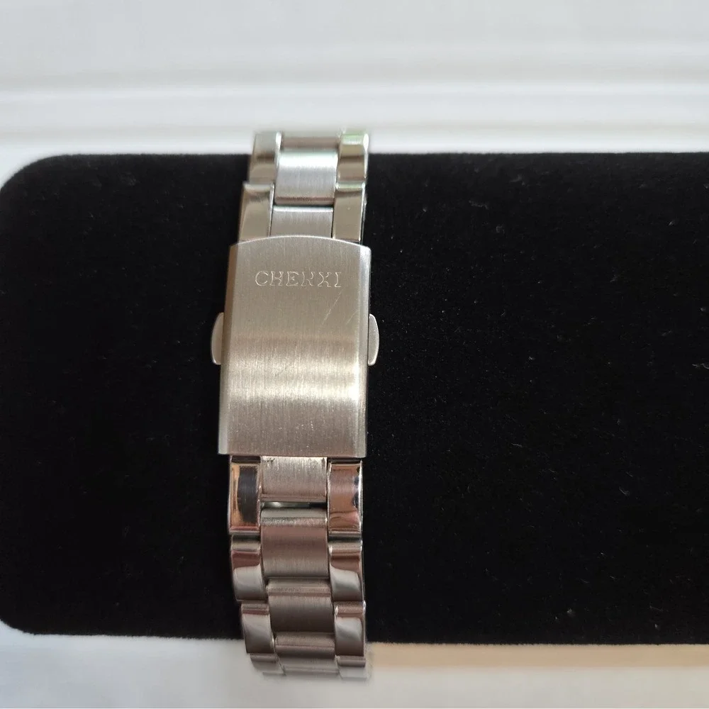 Chenxi CX021L Women's Quartz Watch Light Blue Dial,SS Band,Rhinestone Markers.